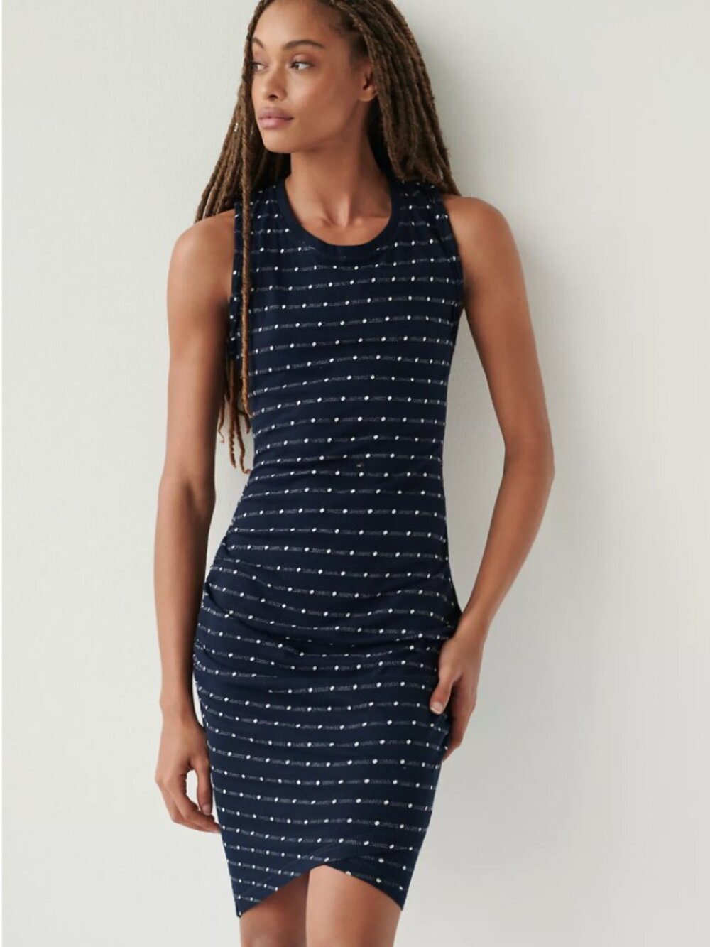 Anthropologie Saturday Sunday Caryn Mini Dress Navy White Polka Dot Women Size S